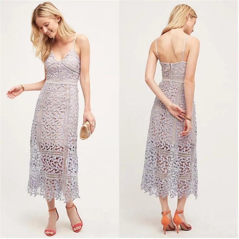 Elliatt Tingle Floral Lace Dress periwinkle nude size small S - Picture 1 of 9
